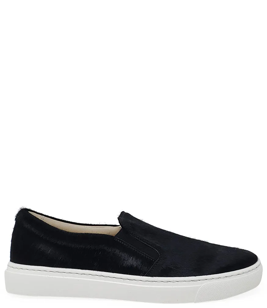 Black Short Hair Calf Slip On Sneaker