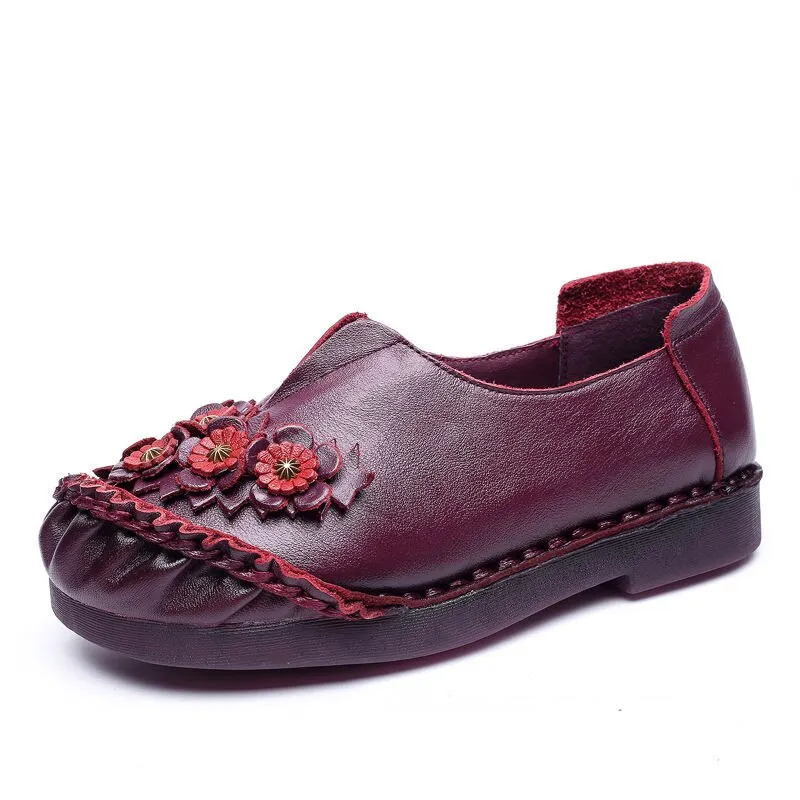 Floral Moccasins Ladies Vintage Luxury Loafer Waterproof Wide Fit Chic Shoes