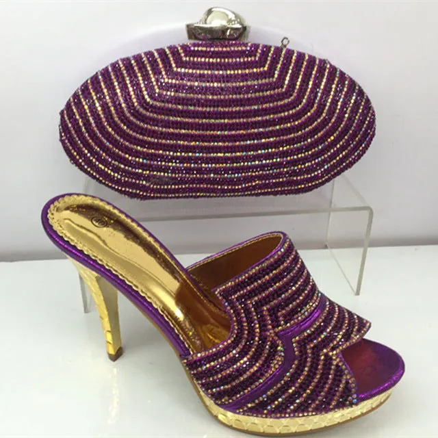 Gold Color Shoes and Bag Set