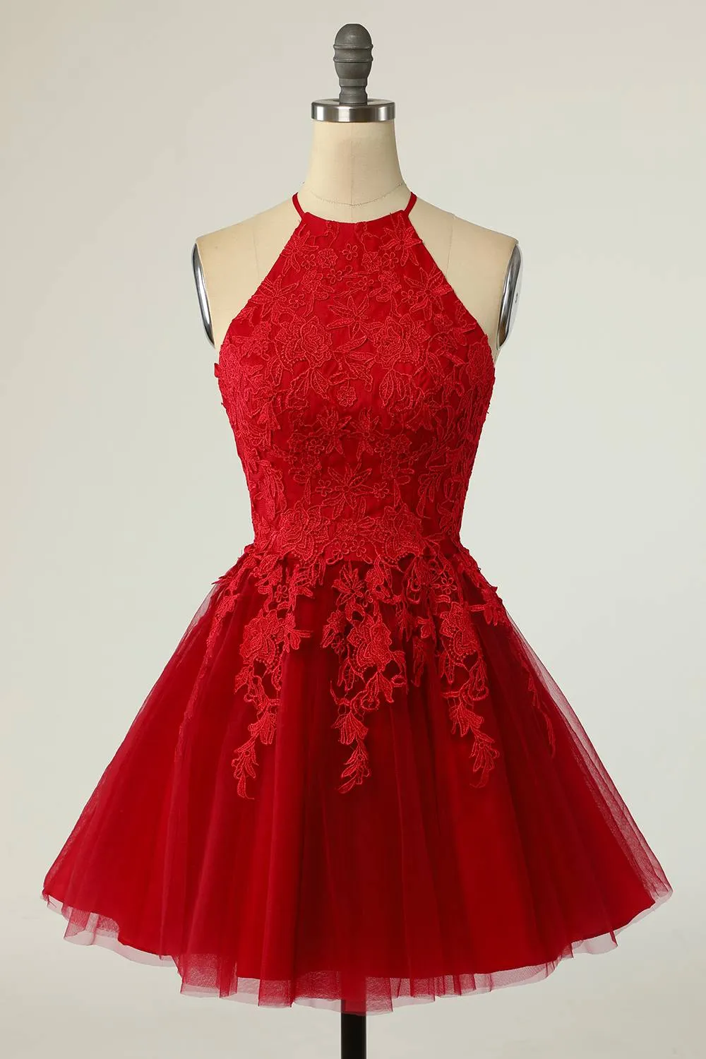 Halter Neckline Royal Blue Short Homecoming Dress with Appliques HD0190