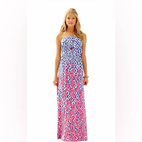 Lilly Pulitzer Marlisa Maxi Dress Iris Blue Deep Dive Little Fish Resort XS