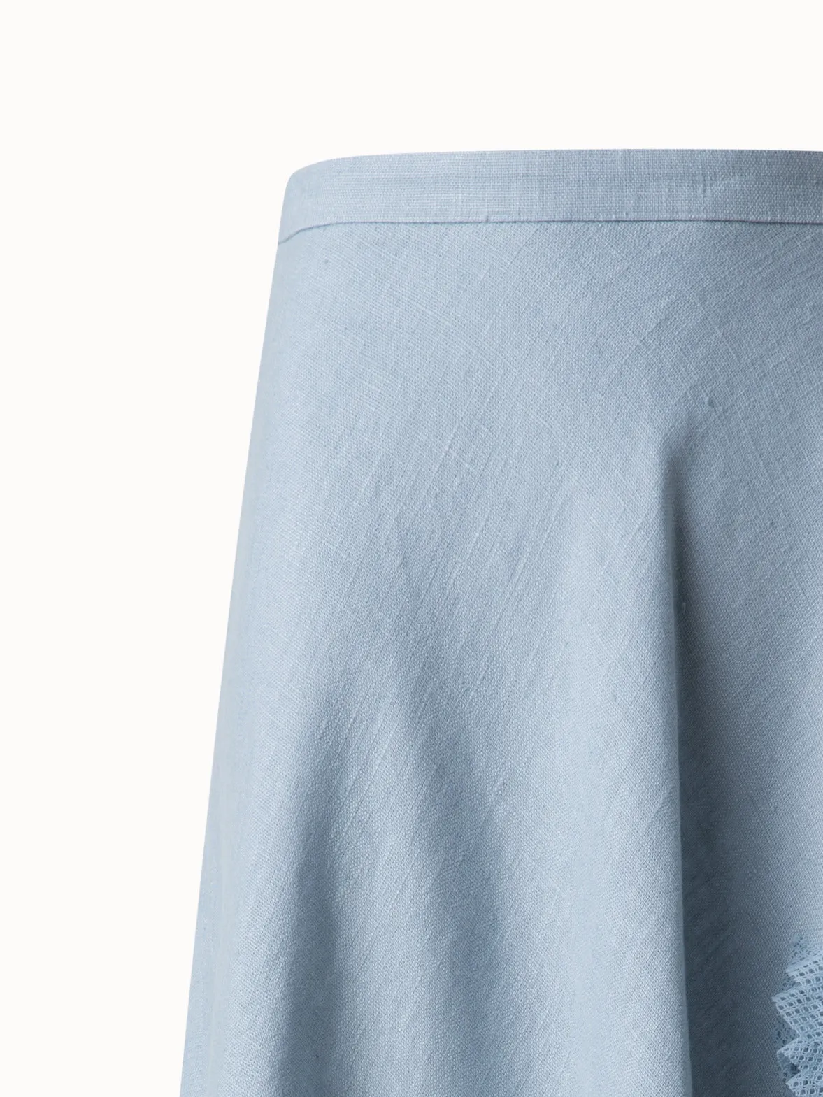 Linen Midi Skirt with 3D Carnation Detail