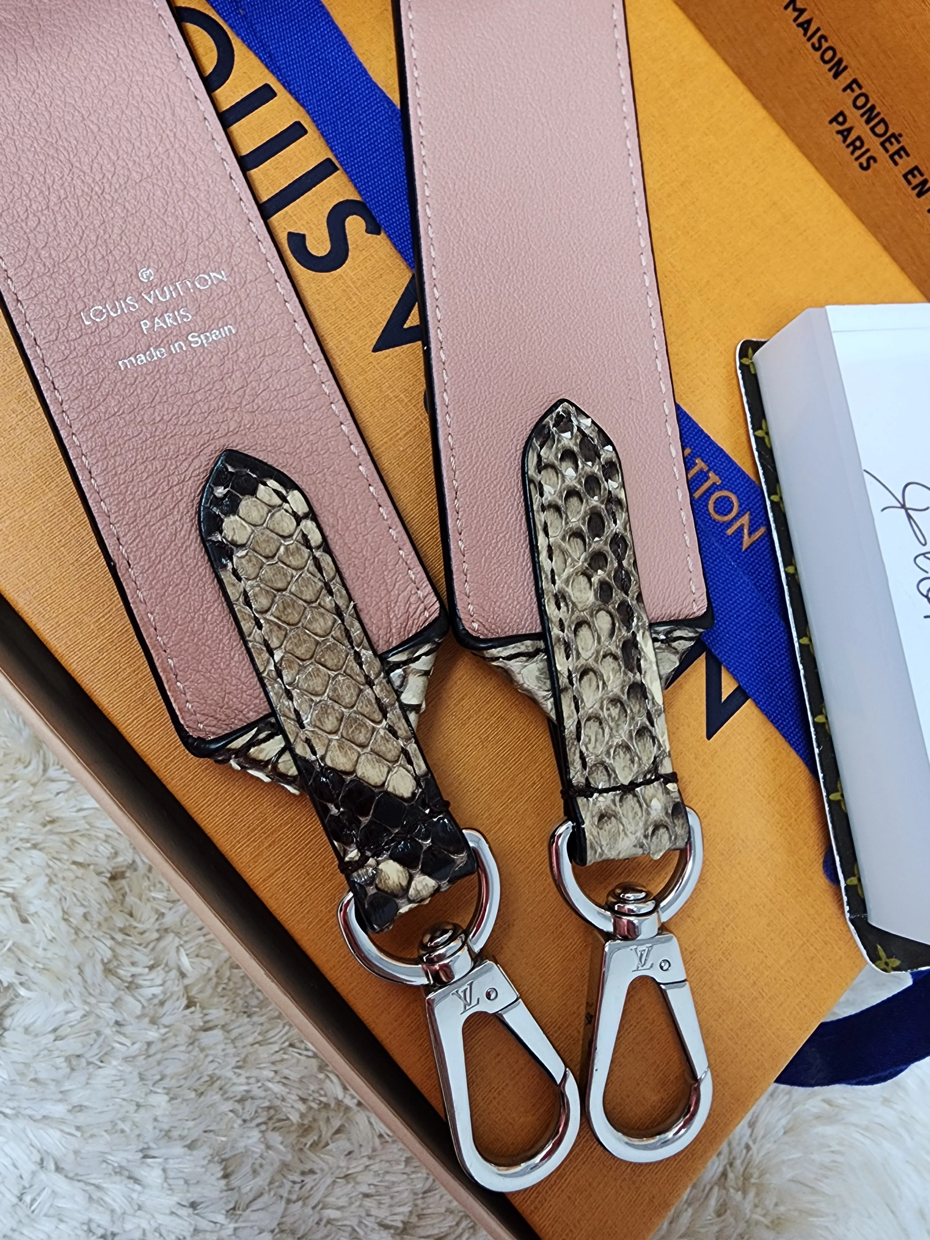 LOUIS VUITTON P.Y.T.H.O.N and PINK BANDOLIERE STRAP