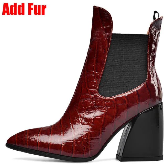 New 33-43 Luxury Brand Designer Booties Ladies Quality Genuine Leather Ankle Boots Women 2020 High Heel Shoes Woman
