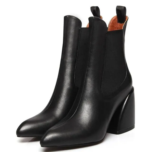 New 33-43 Luxury Brand Designer Booties Ladies Quality Genuine Leather Ankle Boots Women 2020 High Heel Shoes Woman