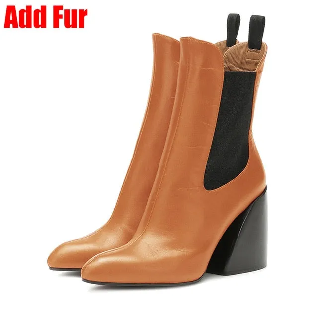 New 33-43 Luxury Brand Designer Booties Ladies Quality Genuine Leather Ankle Boots Women 2020 High Heel Shoes Woman
