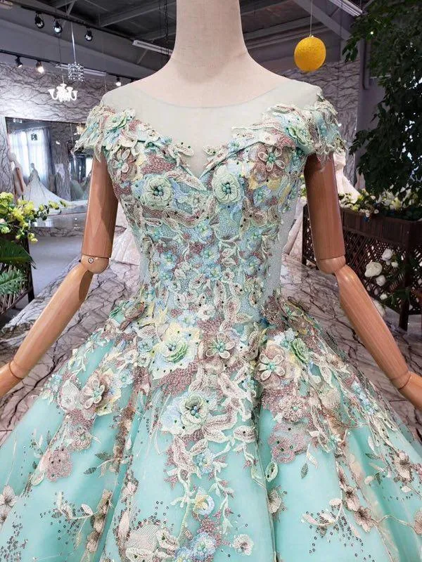 NEW STYLE OFF THE SHOULDER TULLE BALL GOWN PROM DRESSES WITH LACE APPLIQUE TP0852