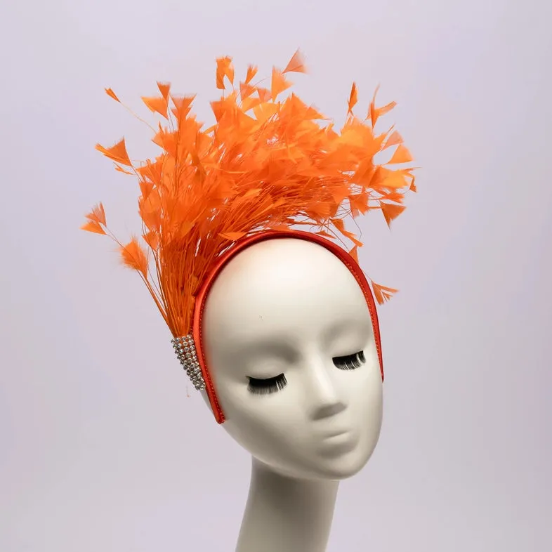 Orange Feather 1920's Style Fascinator