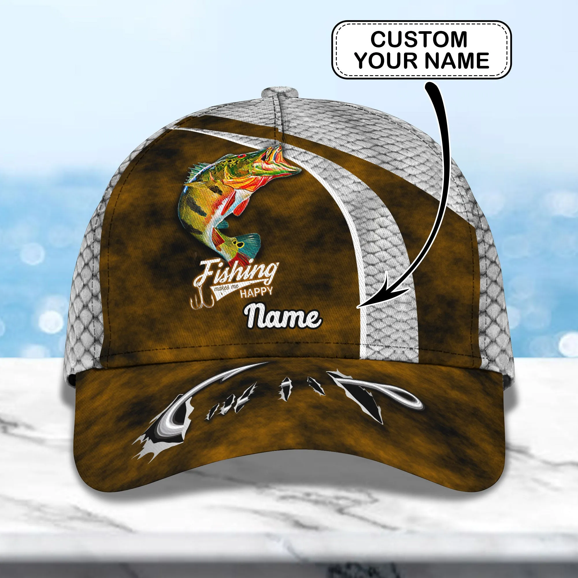 Peacock Bass Fishing 06 - Personalize Name Cap  - Loop - Ntp-163