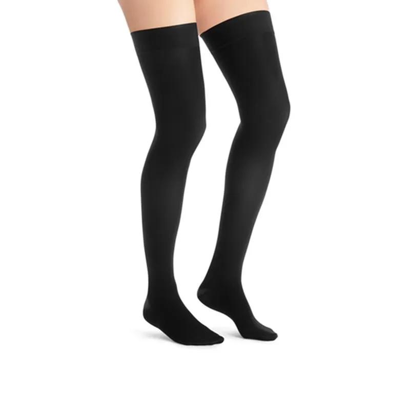 PR/1 JOBST ULTRASHEER WOMEN, THIGH HIGH W/SIL DOT BAND, 15-20MMHG, MD, CLASSIC BLACK, CLOSED TOE