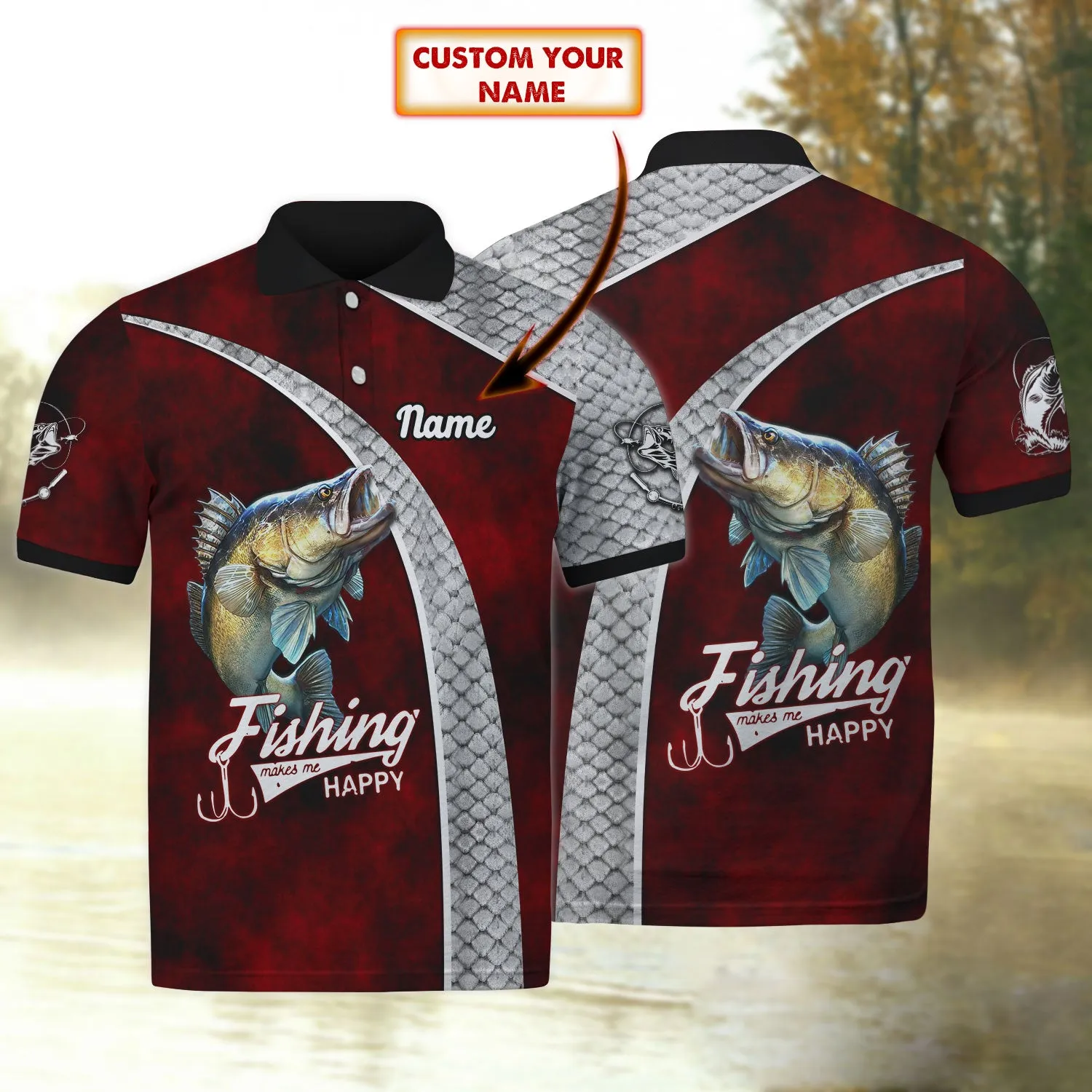 Walleye Fishing 02 - Personalized Name 3D Polo Shirt -Loop- Ntp-182